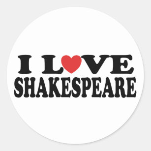 Sticker Rond J'aime le cadeau de Shakespeare