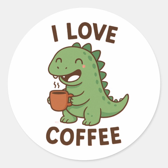 Sticker Rond J'aime le café – Conception de citation pour amate (Devant)