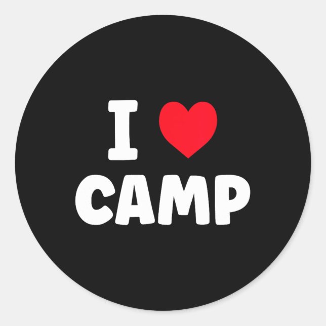 Sticker Rond J'aime le camping de vacances en glamping  (Devant)