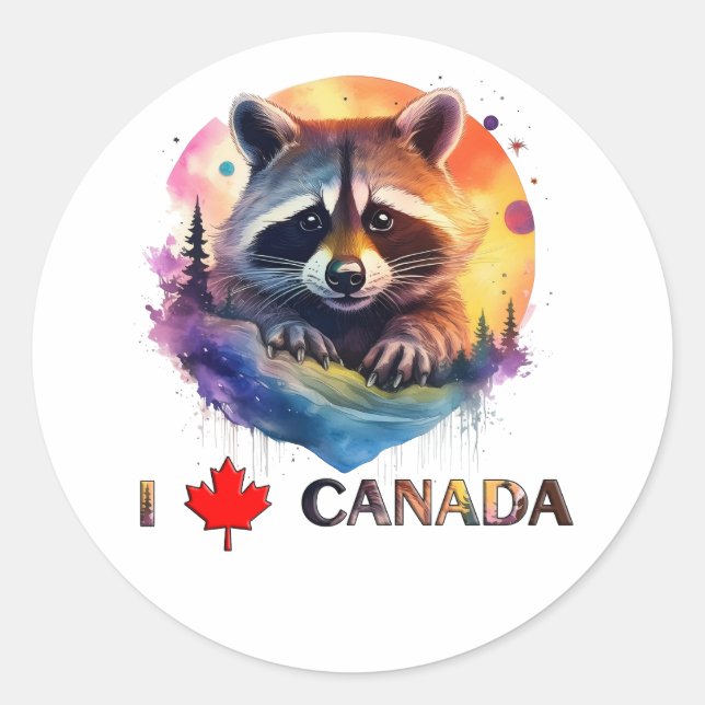 Sticker Rond J'aime le Canada (Devant)