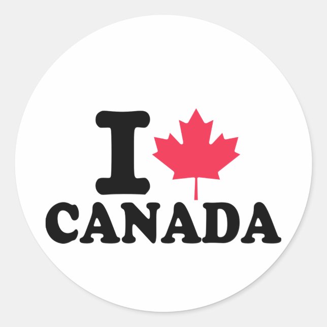 Sticker Rond J'aime le Canada (Devant)