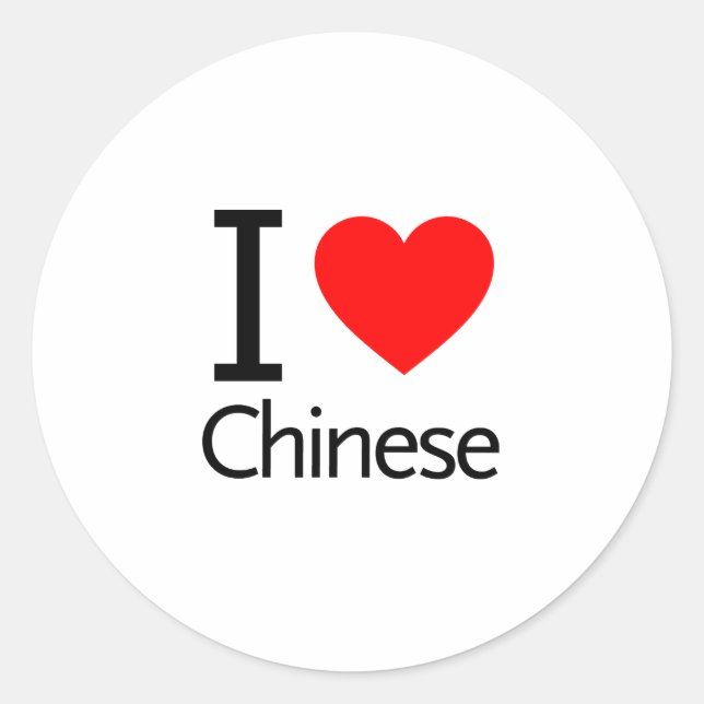 Sticker Rond J'aime le chinois (Devant)