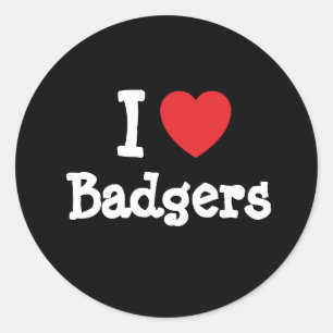 Sticker Rond J'aime le coeur Badgers personnalisé