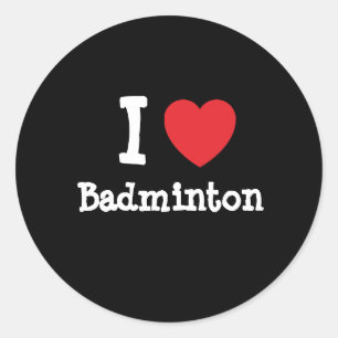 Sticker Rond J'aime le coeur Badminton personnalisé