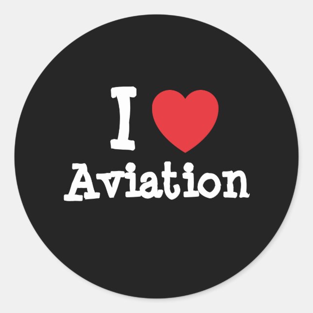 Sticker Rond J'aime le coeur d'aviation personnalisé (Devant)