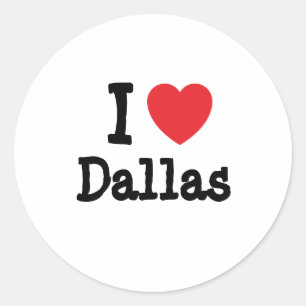 Sticker Rond J'aime le coeur de Dallas T-Shirt
