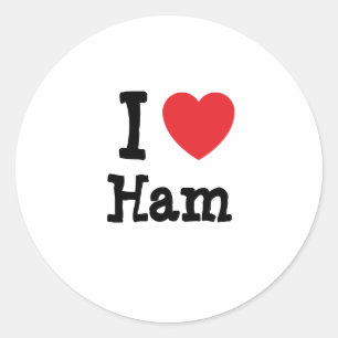 Sticker Rond J'aime le coeur de Ham T-Shirt