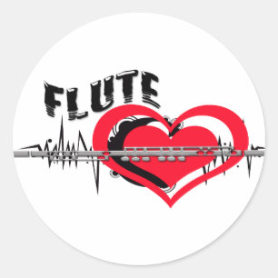 Sticker Rond J'aime le coeur de la Flûte