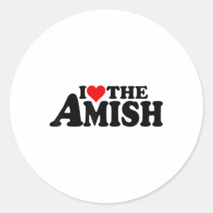 Sticker Rond J'Aime Le Coeur De L'Amish _1
