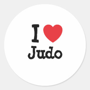 Sticker Rond J'aime le coeur Judo personnalisé
