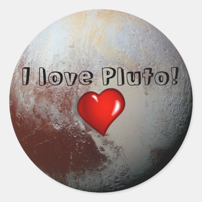 Sticker Rond J'aime le coeur rouge Pluto (Devant)