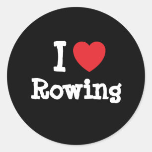 Sticker Rond J'aime le coeur Rowing personnalisé