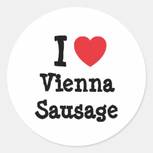Sticker Rond J'aime le coeur saucisse de Vienne T-Shirt