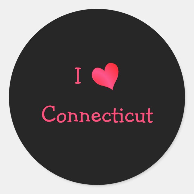 Sticker Rond J'aime le Connecticut (Devant)