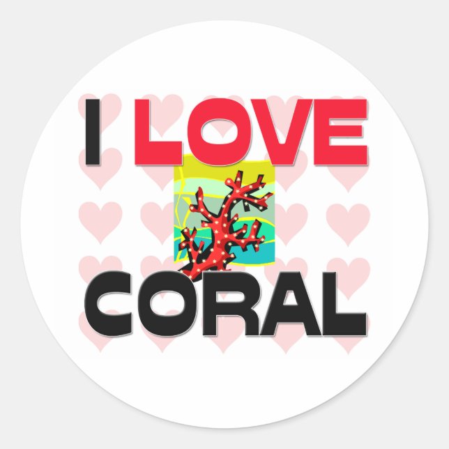 Sticker Rond J'aime le corail (Devant)