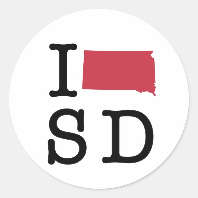 Sticker Rond J'aime le Dakota du Sud (Devant)