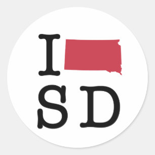 Sticker Rond J'aime le Dakota du Sud