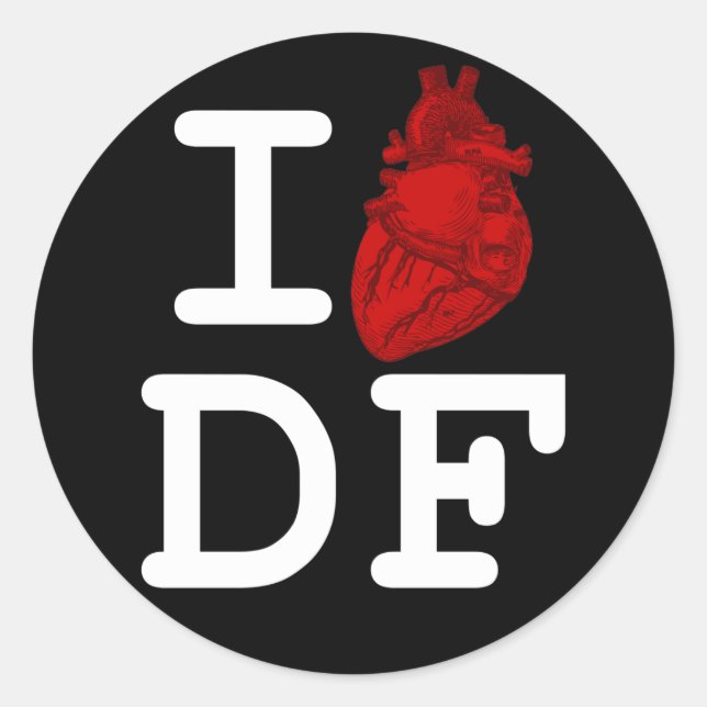 Sticker Rond J'aime le DF (Devant)