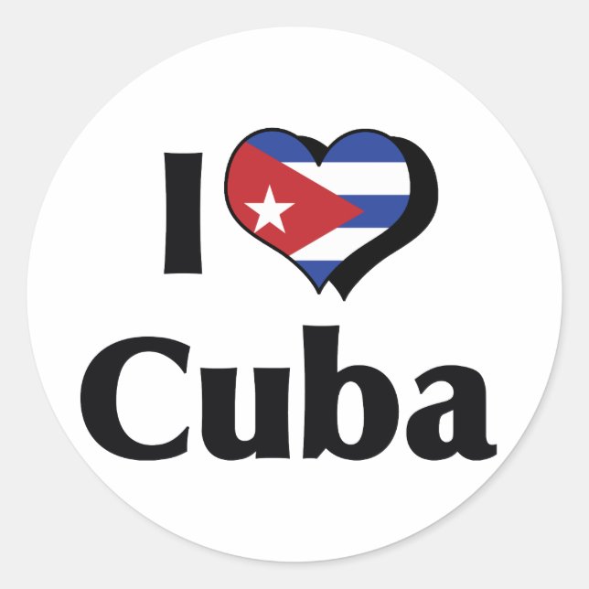 Sticker Rond J'aime le drapeau de Cuba (Devant)