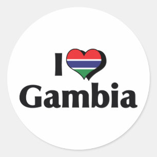 Sticker Rond J'aime le drapeau de Gambie