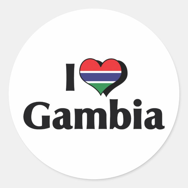 Sticker Rond J'aime le drapeau de Gambie (Devant)