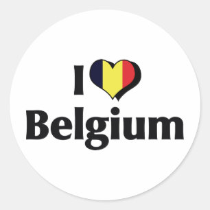 Sticker Rond J'aime le drapeau de la Belgique