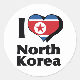Sticker Rond J'aime le drapeau de la Corée du Nord