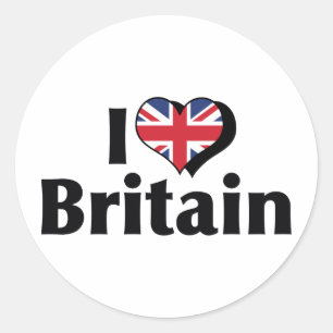 Sticker Rond J'aime le drapeau de la Grande-Bretagne