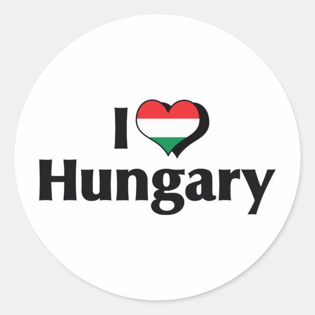 Sticker Rond J'aime le drapeau de la Hongrie (Devant)