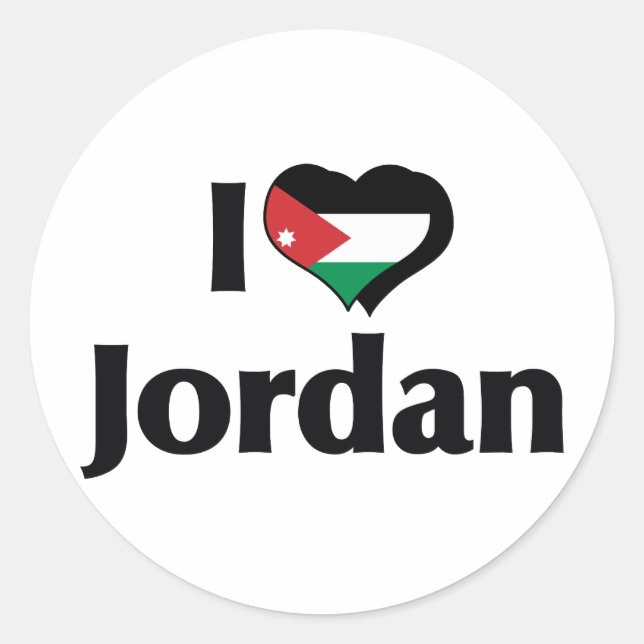 Sticker Rond J'aime le drapeau de la Jordanie (Devant)