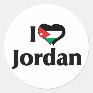 Sticker Rond J'aime le drapeau de la Jordanie