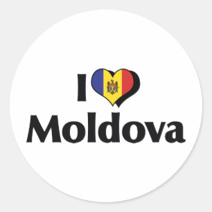 Sticker Rond J'aime le drapeau de la Moldavie