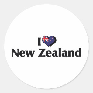Sticker Rond J'aime le drapeau de la Nouvelle-Zélande
