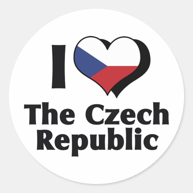 Sticker Rond J'aime le drapeau de la République tchèque (Devant)
