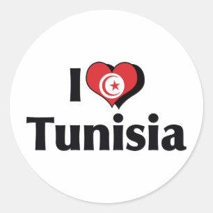 Sticker Rond J'aime le drapeau de la Tunisie