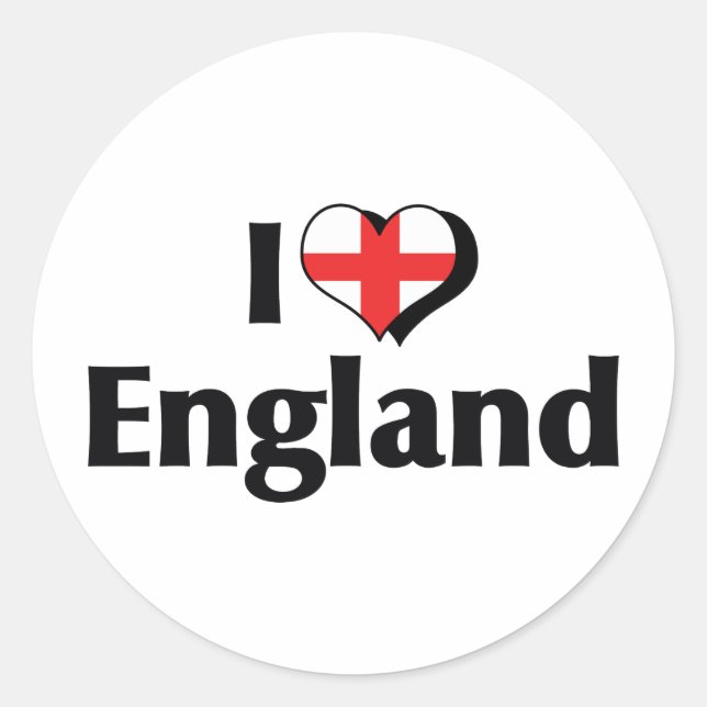 Sticker Rond J'aime le drapeau de l'Angleterre (Devant)