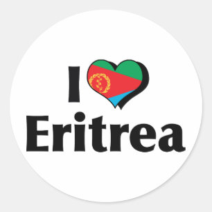 Sticker Rond J'aime le drapeau de l'Érythrée
