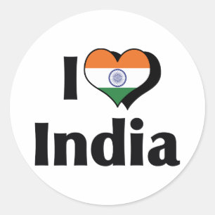 Sticker Rond J'aime le drapeau de l'Inde