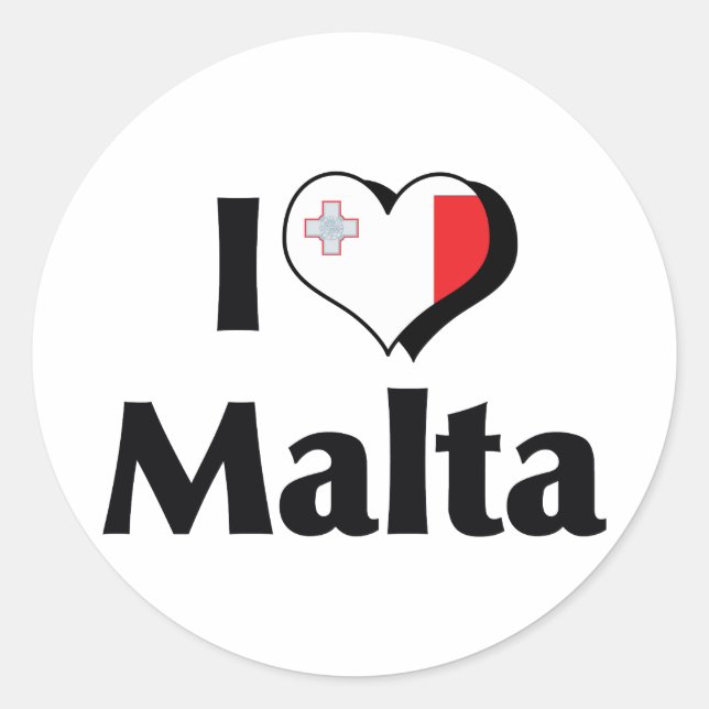 Sticker Rond J'aime le drapeau de Malte (Devant)