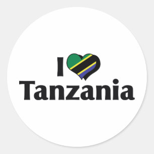 Sticker Rond J'aime le drapeau de Tanzanie