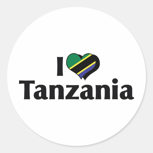 Sticker Rond J'aime le drapeau de Tanzanie (Devant)