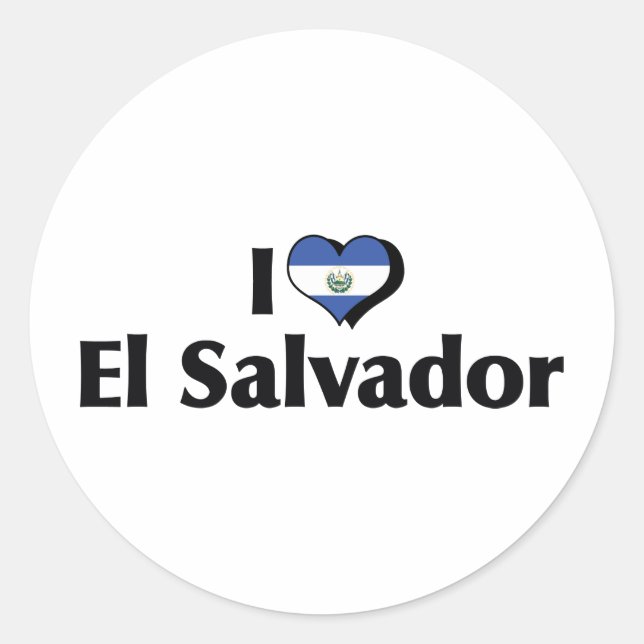 Sticker Rond J'aime le drapeau d'El Salvador (Devant)