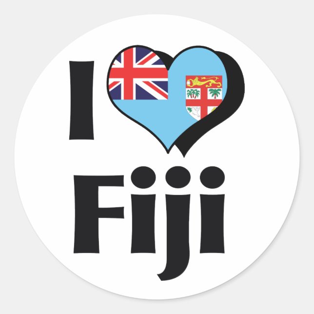 Sticker Rond J'aime le drapeau des Fidji (Devant)