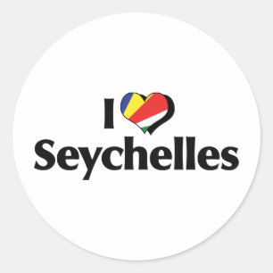 Sticker Rond J'aime le drapeau des Seychelles