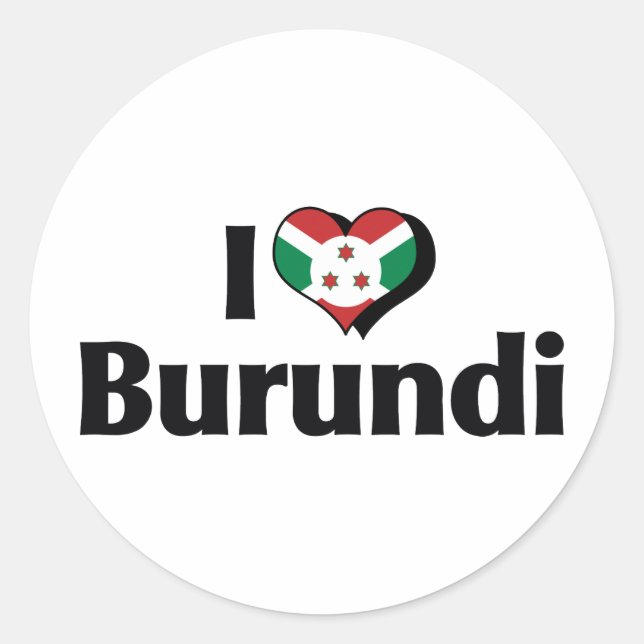 Sticker Rond J'aime le drapeau du Burundi (Devant)