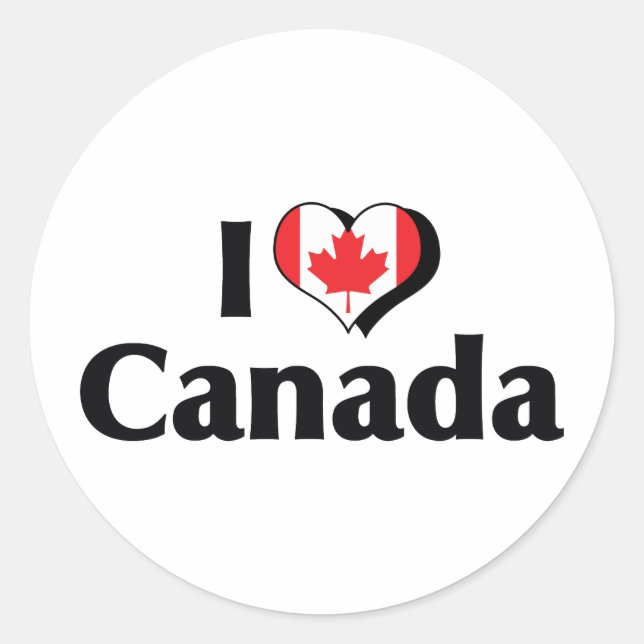 Sticker Rond J'aime le drapeau du Canada (Devant)