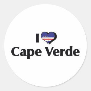 Sticker Rond J'aime le drapeau du Cap-Vert
