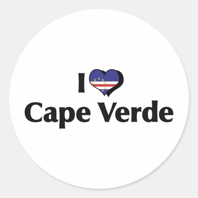 Sticker Rond J'aime le drapeau du Cap-Vert (Devant)