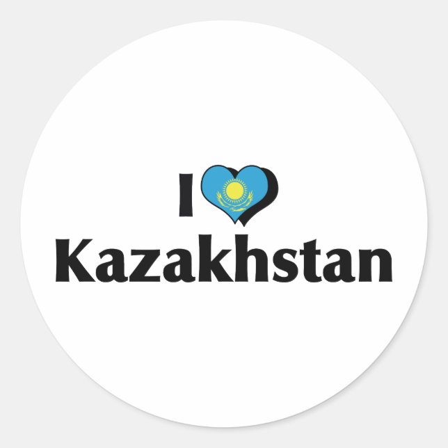 Sticker Rond J'aime le drapeau du Kazakhstan (Devant)