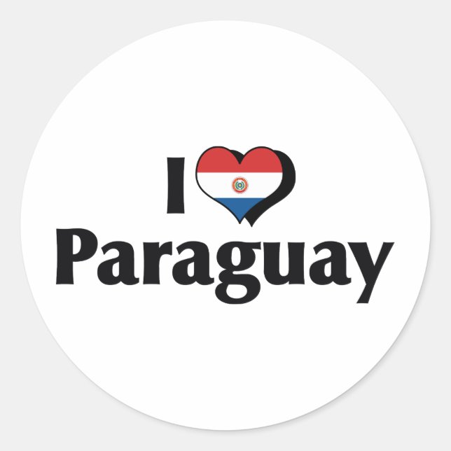 Sticker Rond J'aime le drapeau du Paraguay (Devant)